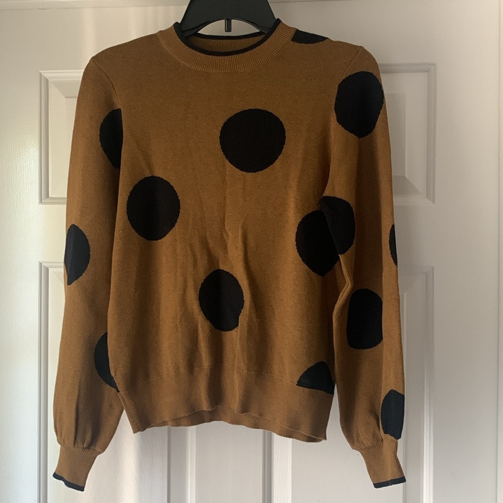 Who What Wear Brown & Black Polka-Dot Sweater & Midi Skirt Set - Picture 4 of 16
